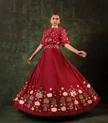 PICHWAI RED SERENADE SKIRT SET