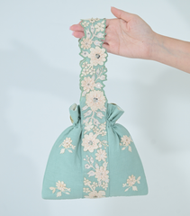 IVORY PHOOL-PATTI POTLI BAG – SEA BLUE LINEN
