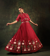 PICHWAI RED SERENADE SKIRT SET