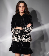 THE BLACK RUFFLE BAROQUE BLAZER