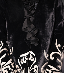 THE BLACK RUFFLE BAROQUE BLAZER WITH SKIRT SET