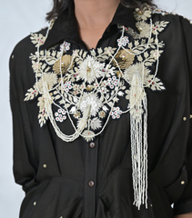 GOLD FLORAL SERAPHINE GATHERED DRESS