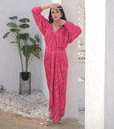 RADIANT ROSE BANDHANI DRAPE DRESS