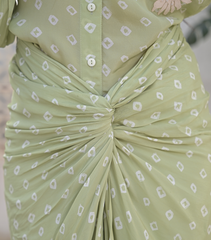 FLORET BANDHANI SHIRT WITH KNOT SKIRT SET
