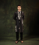 MADHUBALA BLACK BLOOM KURTA SET