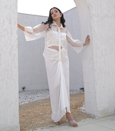 PEARL PETAL SHIRT WITH KNOT SKIRT SET