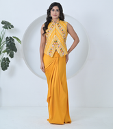 PICHWAI LACEWORK VEST COAT AND TUCK SKIRT SET