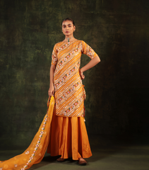 GULRAIZ PICHWAI MANGO SHARARA SET