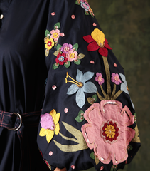 NAVY FLORA EDGE DRESS