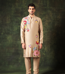 BADA BAGH BEIGE BLOOM KURTA SET