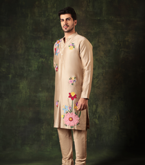 BADA BAGH BEIGE BLOOM KURTA SET