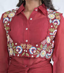 PHOOLWARI COTI WITH ORGANZA TUNIC AND KNOT SKIRT SET