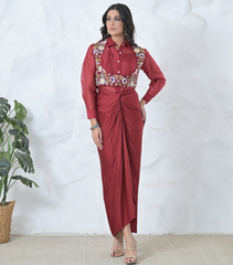 PHOOLWARI COTI WITH ORGANZA TUNIC AND KNOT SKIRT SET