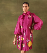 BADABAGH GARDEN GLAZE BOW TIE DRESS