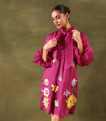 BADABAGH GARDEN GLAZE BOW TIE DRESS
