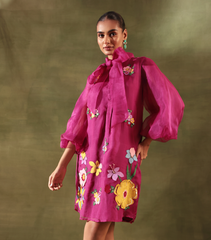 BADABAGH GARDEN GLAZE BOW TIE DRESS