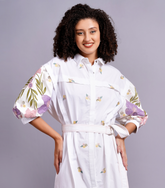 DROP SHOULDER BOTANICAL DRESS
