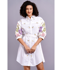 DROP SHOULDER BOTANICAL DRESS