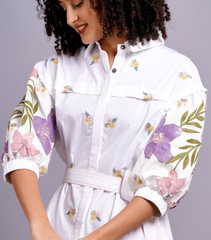 DROP SHOULDER BOTANICAL DRESS