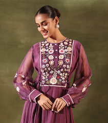 PHOOL PATTI ANARKALI GAZE LONG DRESS