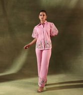 PHOOLWARI BLUSH MEADOW BALLOON SLEEVE CO-ORD SET