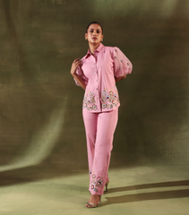 PHOOLWARI BLUSH MEADOW BALLOON SLEEVE CO-ORD SET