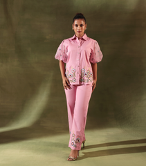 PHOOLWARI BLUSH MEADOW BALLOON SLEEVE CO-ORD SET