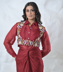 PHOOLWARI COTI WITH ORGANZA TUNIC AND KNOT SKIRT SET