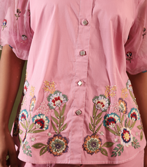 PHOOLWARI BLUSH MEADOW BALLOON SLEEVE CO-ORD SET
