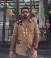 ARJUN MADAN - CLASSIC BEIGE SHIRT WITH BLACK FLOWERS