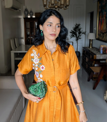 INDU SRIMAL - SUNSET PHOOL PATTI A-LINE DRESS