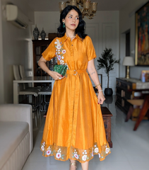 INDU SRIMAL - SUNSET PHOOL PATTI A-LINE DRESS