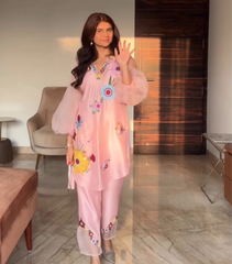 MAHIMA GAVA - BADABAGH POWDER PINK BIZARRE TUNIC SET