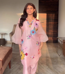 MAHIMA GAVA - BADABAGH POWDER PINK BIZARRE TUNIC SET