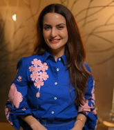 DEEPTI DHILLON - HIBISCUS PINK SUEDE SIDE FRILL DRESS