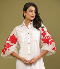 HIBISCUS BLOOM SHIRT STYLE DRESS