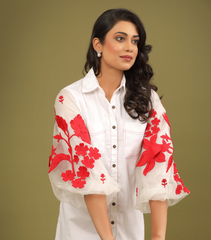 HIBISCUS BLOOM SHIRT STYLE DRESS