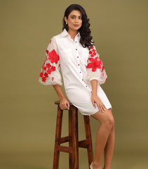 HIBISCUS BLOOM SHIRT STYLE DRESS