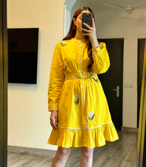 JASNOOR ANAND - YELLOW CHINESE COLLAR DRESS