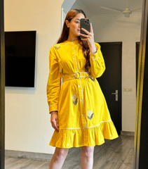 JASNOOR ANAND - YELLOW CHINESE COLLAR DRESS