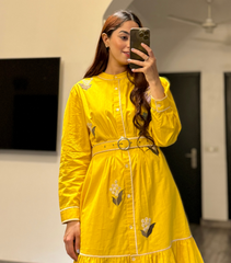 JASNOOR ANAND - YELLOW CHINESE COLLAR DRESS