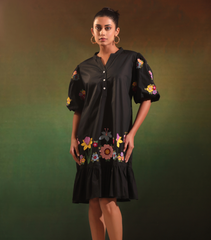BLACK BLOOM BADABAGH BOTTOM FRILL DRESS