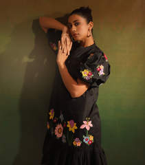 BLACK BLOOM BADABAGH BOTTOM FRILL DRESS