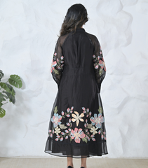 DUPION BIG FLOWER VINTAGE DRESS