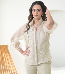 PEARL PETAL SHIRT WITH PANT SET