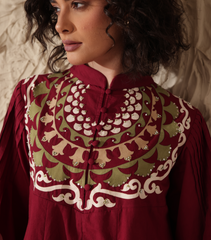 CRIMSON CHARM FLARED DRESS