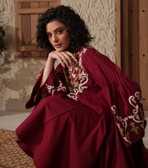 CRIMSON CHARM FLARED DRESS