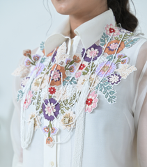 PHOOL-PATTI BEADED TASSELS DETACHABLE NECKPIECE SHIRT COORD SET