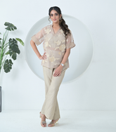 PEARL PETAL WITH JAALI BORDER TOP COORD SET