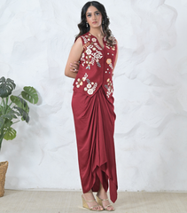 PHOOL-PATTI VEST COAT WITH PLEATED SKIRT SET
